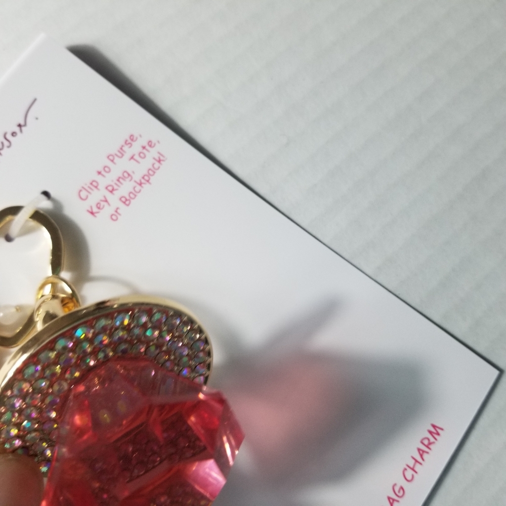NWT BETSEY JOHNSON PINK BLING RING POP HANDBAG CHARM - Picture 9 of 10